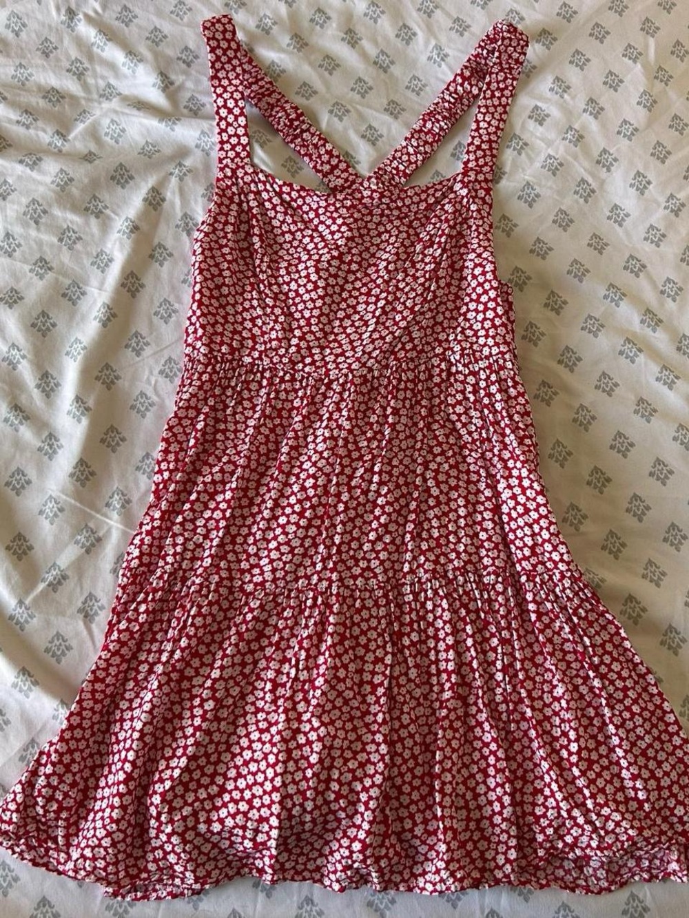 Princess Polly Red Floral Tiered Mini Sundress